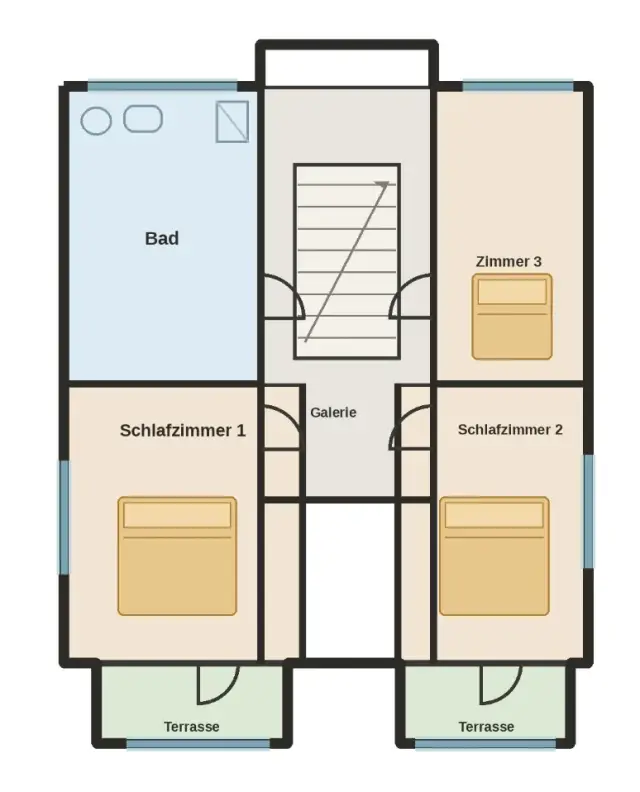 Grundriss des Ferienhauses – Ebene 2